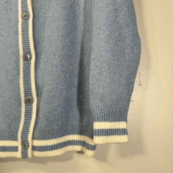 Aritzia Sunday Best Ellis Cardigan wool sweater blue white oversized Small prep - Picture 5 of 13
